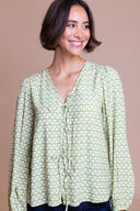 SS26 Tie Front Blouse - Meadow Green