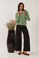 KN7205 Frill Collar Cardigan - Sage