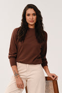 KN7207 Saddle Shoulder Jumper - Chocolate