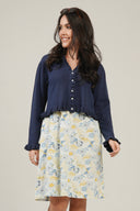 SS27 V Neck Cardigan With Frill Detail - Navy