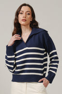 SS27 Sailor Collar Jumper - Navy Stripe