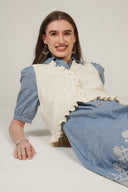 SS27 Sleeveless V-Neck Frill Cardigan - Pristine