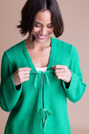 SS26 Boucle Tie Front Cardi - Green