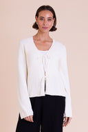 SS26 Boucle Tie Front Cardi - Wax