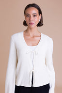 SS26 Boucle Tie Front Cardi - Wax