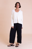 SS26 V Neck Boucle Jumper - Wax