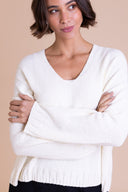 SS26 V Neck Boucle Jumper - Wax