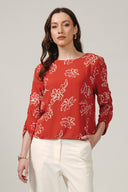SS27 Boxy 3/4 Sleeve Top - Baked Apple