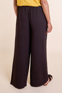 SS25 Linen Wide Leg Trousers - Chocolate