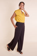 SS25 Linen Wide Leg Trousers - Chocolate
