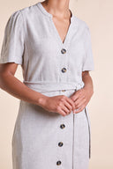 SS25 Button Through Linen Dress - Natural