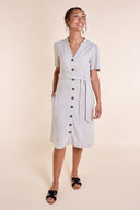 SS25 Button Through Linen Dress - Natural