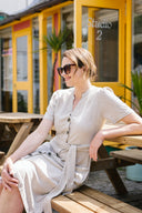 SS25 Button Through Linen Dress - Natural