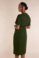 SS25 Button Through Linen Dress - Seaweed