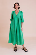 SS26 Tie Back Midi Dress - Bright Green