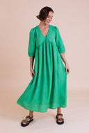 SS26 Tie Back Midi Dress - Bright Green