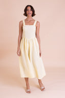 SS26 Square Neck Summer Dress - Lemon