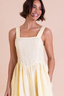 SS26 Square Neck Summer Dress - Lemon