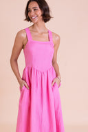SS26 Square Neck Summer Dress2 - Hot Pink