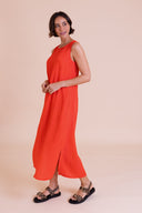 SS26 Column Midi Dress - Tomato