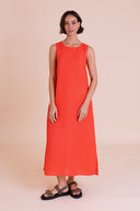 SS26 Column Midi Dress - Tomato