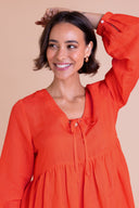 SS26 Bow Detail Tunic Dress - Tomato