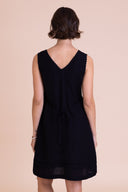 SS26 V Neck Shift Tunic Dress - Black