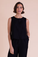 SS26 Button Back Shell Top - Black