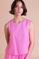 SS26 Button Back Shell Top - Hot Pink