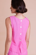 SS26 Button Back Shell Top - Hot Pink