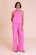 SS26 Button Back Shell Top - Hot Pink