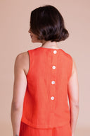 SS26 Button Back Shell Top - Tomato