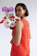 SS26 Button Back Shell Top - Tomato