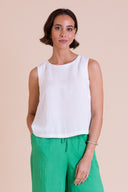 SS26 Button Back Shell Top - White