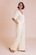 SS26 V Neck Button Through Top - Lemon