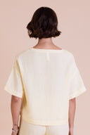 SS26 V Neck Button Through Top - Lemon