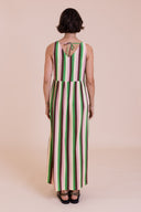 SS26 V Neck Stripe Midi Dress - Bright Green