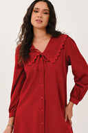 NC3305 Scallop Collar Shirt Dress - Rio Red
