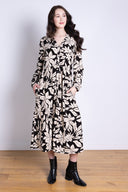 AW25 Tiered Midi Shirtdress - Black