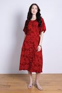 AW25 Puff Sleeve Dress - Burgundy
