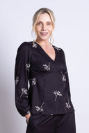 AW25 Embroidered Tea Blouse - Black