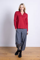 AW25 Collared Jersey Top - Scarlet
