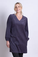 AW25 Gathered Cuff Tunic Dress - Plum