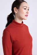 AW25 Rib Polo Neck Top - Rust