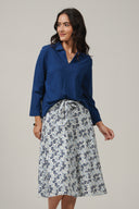 SS27 Collared 3/4 Sleeve Top - Estate Blue
