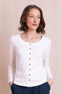AW26 Button Through Jersey Top - Ivory