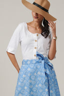 SS27 Buttoned Front Short Sleeve Top - White