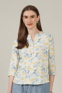 SS27 3/4 Sleeve Henley Collar Top - Multi