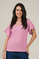SS27 Frill Sleeve Top - Pink Frosting