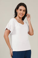 SS27 Frill Sleeve Top - White